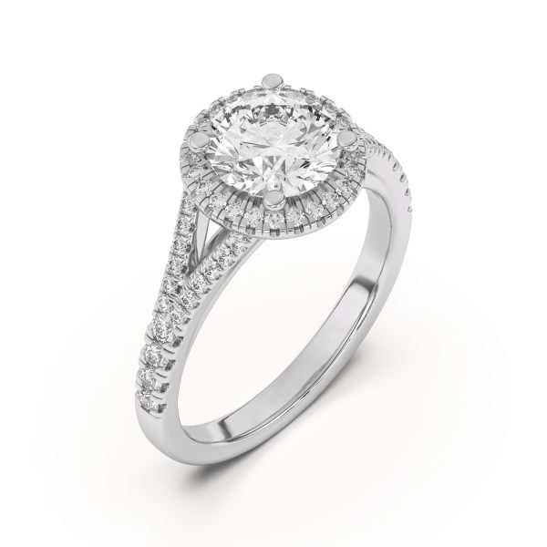 Clarissa Split Shank Halo Engagement Ring - 14K White Gold (Setting Price)