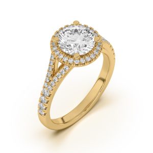 Clarissa Split Shank Halo Engagement Ring - 14K Yellow Gold (Setting Price)