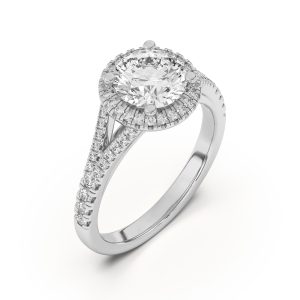 Clarissa Split Shank Halo Engagement Ring - Platinum (Setting Price)