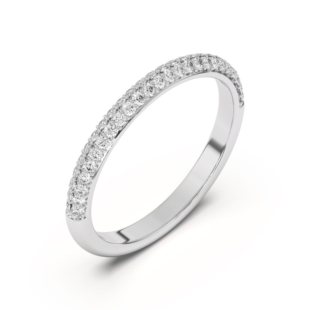Ingrid Double Row Pav? Wedding Band Platinum (Setting Price)