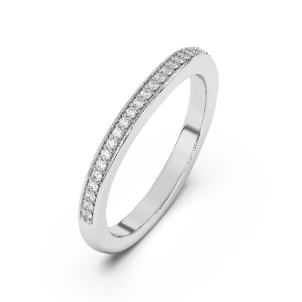 Fernanda Curved Pav? Wedding Band Platinum (Setting Price)
