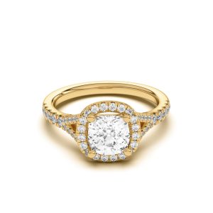 3 Ct. Sue Timeless Halo Engagement Ring - 18K Yellow Gold
