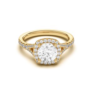 1 Ct. Sue Timeless Halo Engagement Ring - 18K Yellow Gold