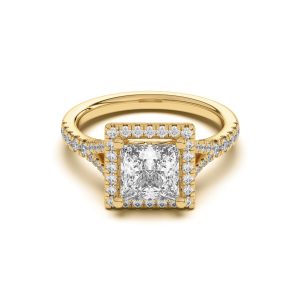 1.5 Ct. Sue Timeless Halo Engagement Ring - 18K Yellow Gold