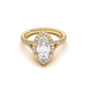 2.5 Ct. Sue Timeless Halo Engagement Ring - 18K Yellow Gold