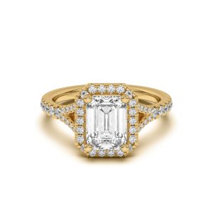 3 Ct. Sue Timeless Halo Engagement Ring - 18K Yellow Gold