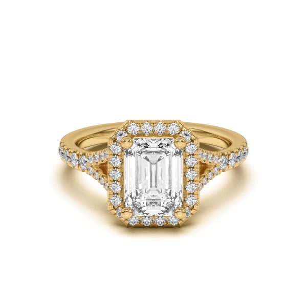 3 Ct. Sue Timeless Halo Engagement Ring - 18K Yellow Gold