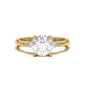 Meredith Pear Accent Engagement Ring - 14K Yellow Gold (Setting Price)