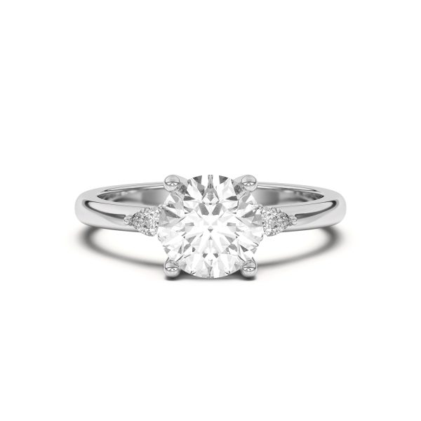 Meredith Pear Accent Engagement Ring - 18K White Gold (Setting Price)