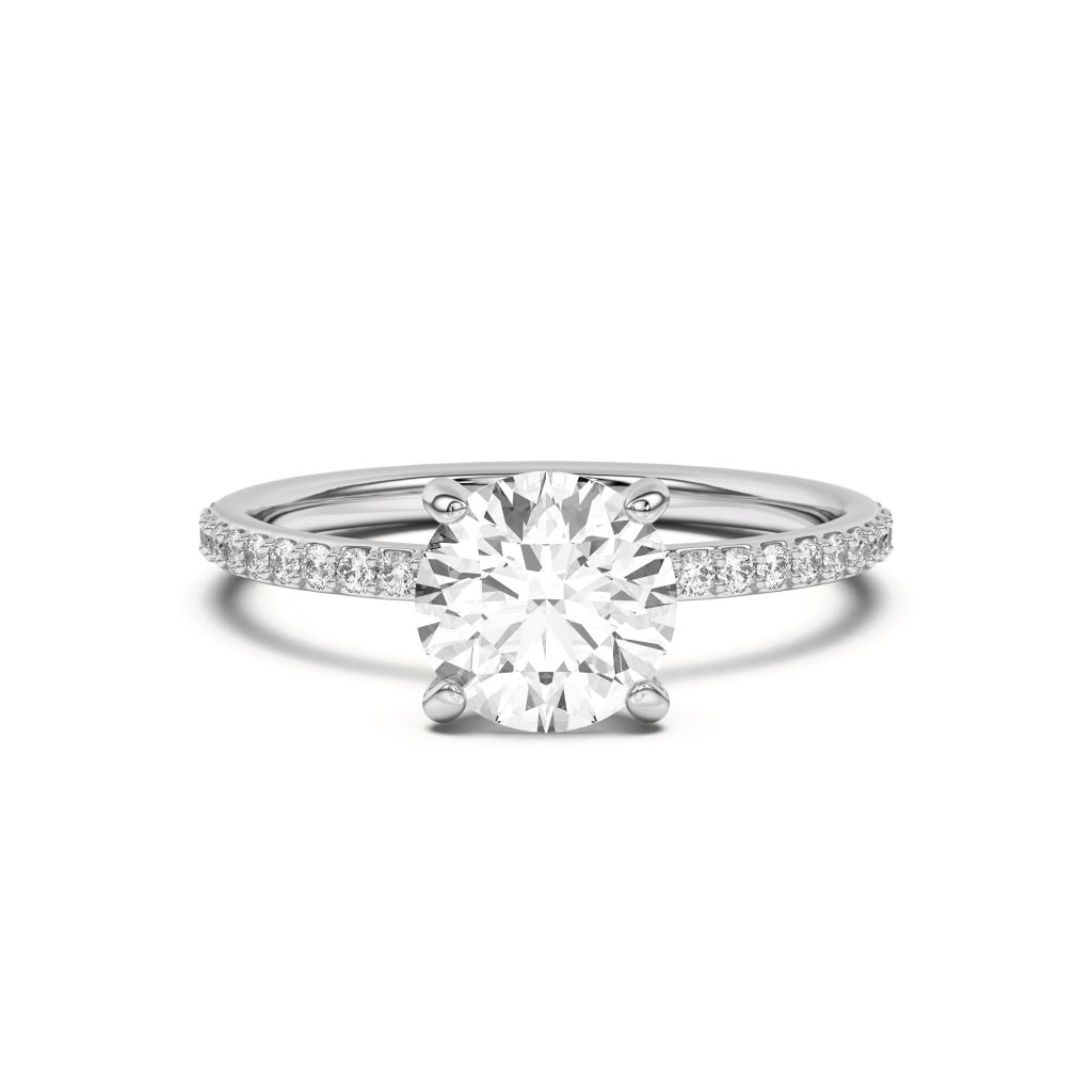 Alara Pav? Collar Engagement Ring - 14K White Gold (Setting Price)