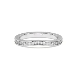 Vesara Curved Channel Pav? Wedding Band Platinum (Setting Price)
