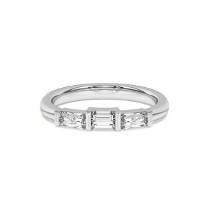 Arden Lab Baguette Inset Wedding Band Platinum (Setting Price)