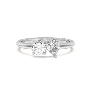 Toi et Moi Round and Heart Lab Ring (1.00 cttw)Wedding Band Platinum (Setting Price)