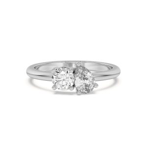 Toi et Moi Round and Pear Lab Ring (1.00 cttw)Wedding Band Platinum (Setting Price)