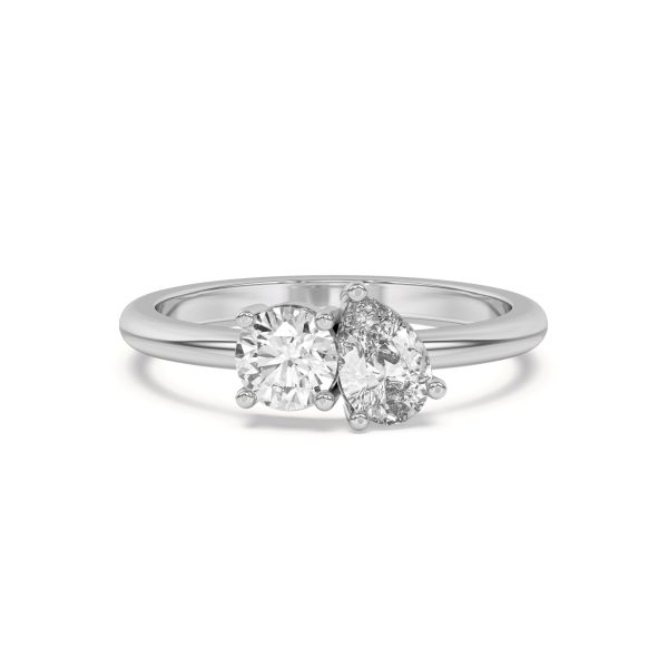 Toi et Moi Round and Pear Lab Ring (1.00 cttw)Wedding Band Platinum (Setting Price)
