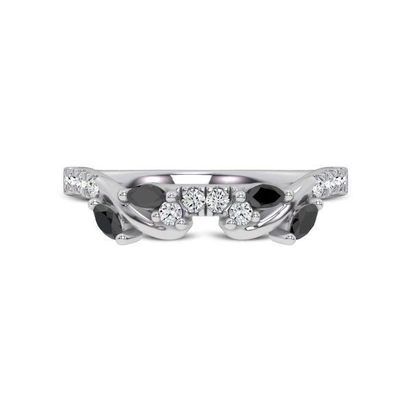Hayden Curved Vine Black And White Diamond Wedding Band Platinum (Setting Price)