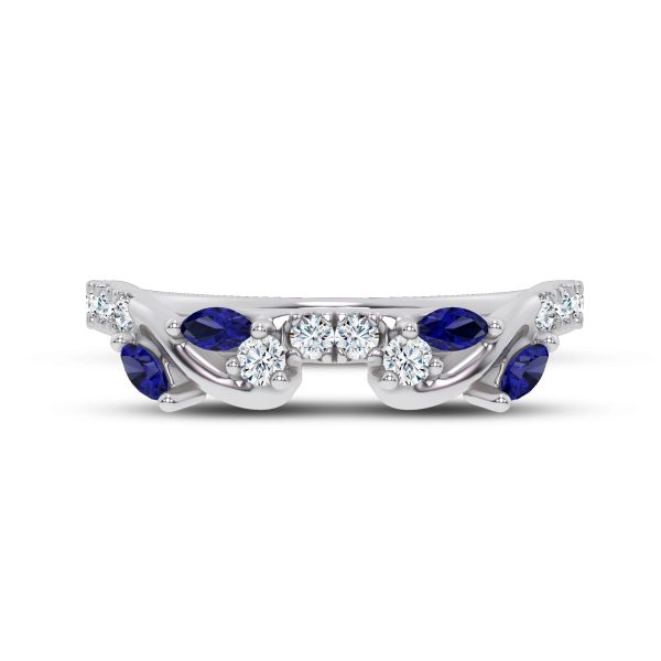 Hayden Sapphire And Diamond Wedding Band Platinum (Setting Price)