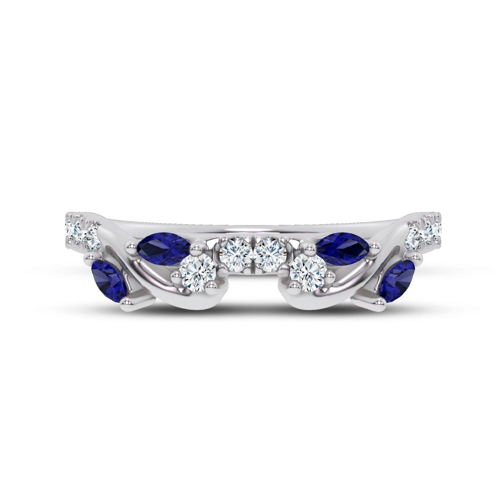 Hayden Sapphire And Diamond Wedding Band Platinum (Setting Price)