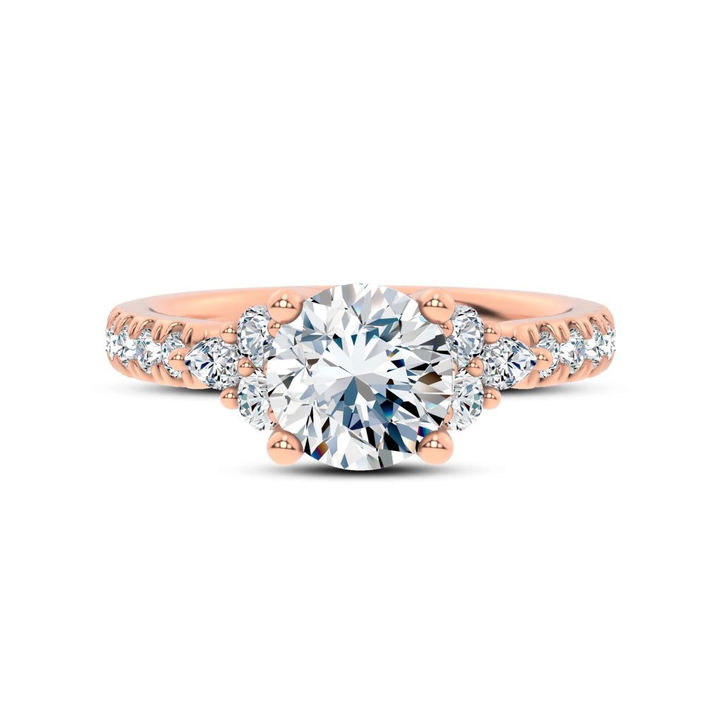 Alexandra Trellis Cluster Pav? Engagement Ring - 14K Rose Gold (Setting Price)
