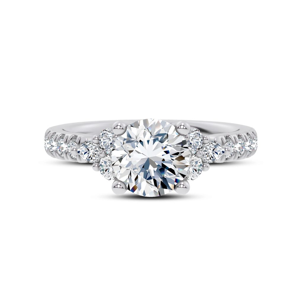Alexandra Trellis Cluster Pav? Engagement Ring - 14K White Gold (Setting Price)