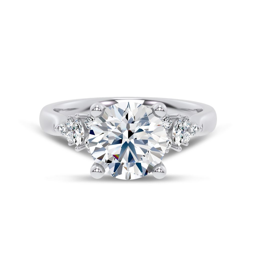 Almita Marquise And Round Diamond Engagement Ring - Platinum (Setting Price)