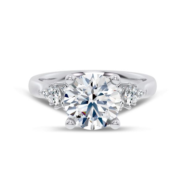 Almita Marquise And Round Diamond Engagement Ring - Platinum (Setting Price)