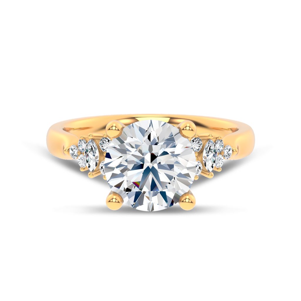Almita Marquise And Round Diamond Engagement Ring - 14K Yellow Gold (Setting Price)