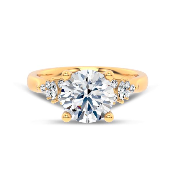 Almita Marquise And Round Diamond Engagement Ring - 14K Yellow Gold (Setting Price)