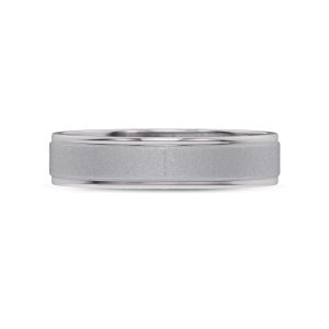 Brushed Center High-Polish Edge  (5mm)Wedding Band Platinum (Setting Price)