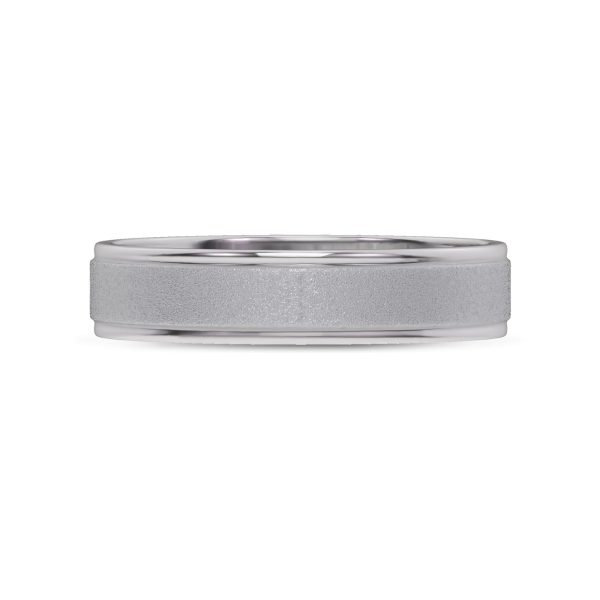 Brushed Center High-Polish Edge  (5mm)Wedding Band Platinum (Setting Price)