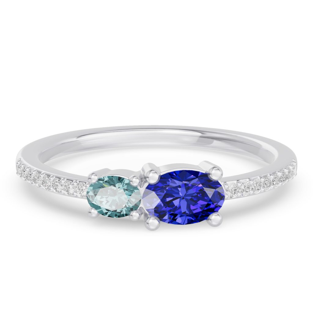 Toi Et Moi Deux Bleu Pav? RingWedding Band Platinum (Setting Price)