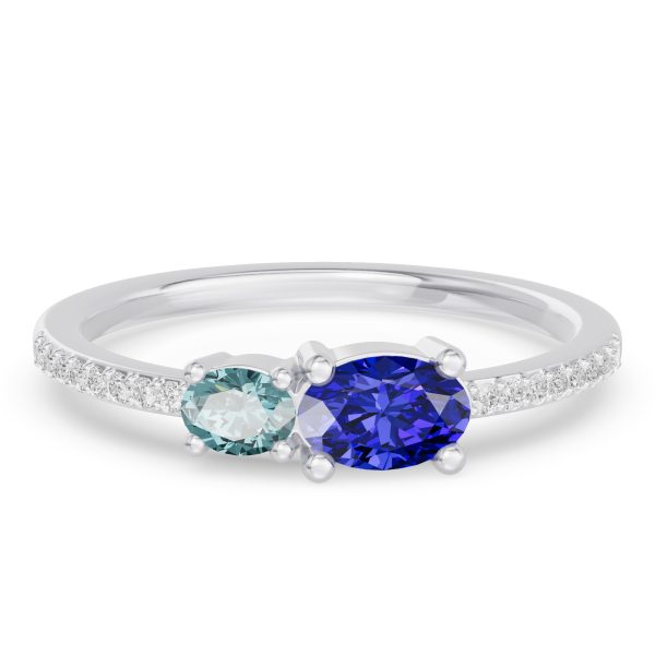 Toi Et Moi Deux Bleu Pav? RingWedding Band Platinum (Setting Price)