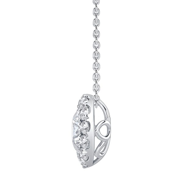 Round Lab Diamond Halo Pendant-14K White Gold