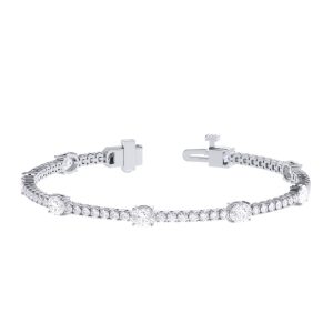 Oval and Round Lab Diamond Bracelet (6 ct. tw.)-14K White Gold