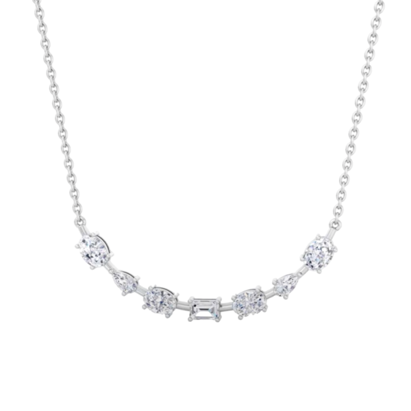 Multi-Shape Lab Diamond Smile Pendant-14K White Gold