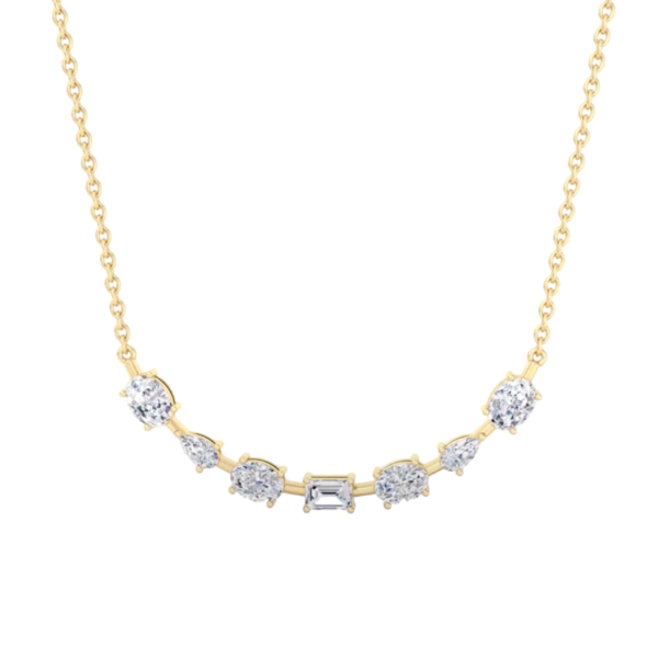 Multi-Shape Lab Diamond Smile Pendant-14K Yellow Gold