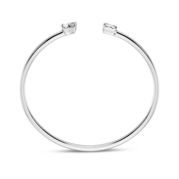 Mixed Shape Lab Diamond Open Cuff Bangle-14K White Gold