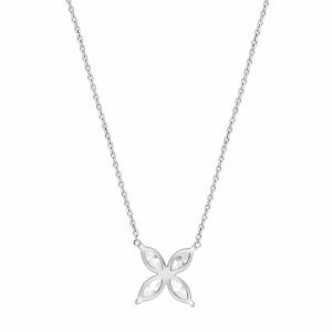 Lab Marquise Diamond Quad Pendant-14K White Gold