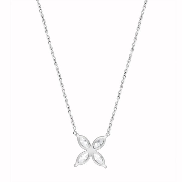 Lab Marquise Diamond Quad Pendant-14K White Gold
