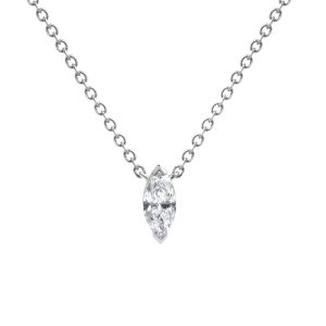 Lab Marquise Diamond Pendant-14K White Gold