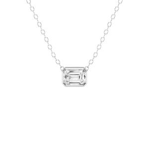 Modern Bezel Emerald Lab Diamond Pendant (1/2 ct. tw.)-14K White Gold