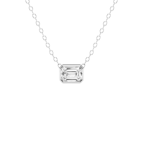Modern Bezel Emerald Lab Diamond Pendant (1/2 ct. tw.)-14K White Gold