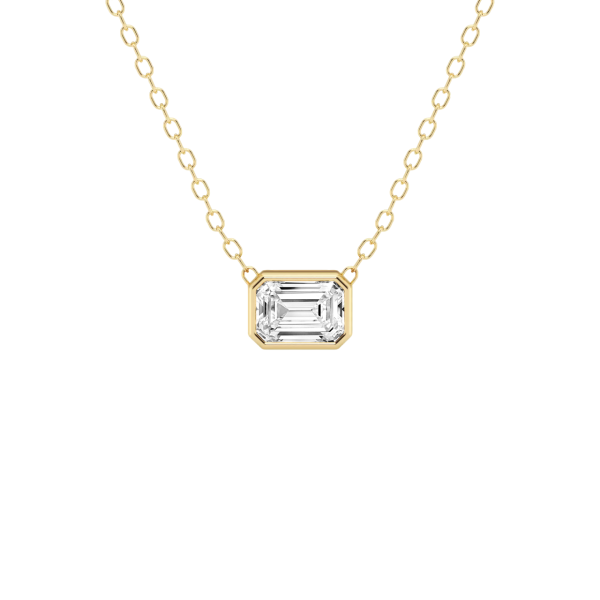 Modern Bezel Emerald Lab Diamond Pendant (1/2 ct. tw.)-14K Yellow Gold