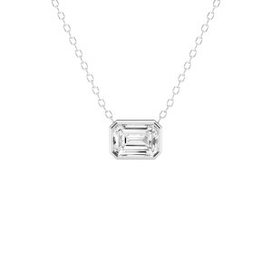 Modern Bezel Emerald Lab Diamond Pendant (1 ct. tw.)-14K White Gold