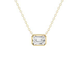 Modern Bezel Emerald Lab Diamond Pendant (1 ct. tw.)-14K Yellow Gold