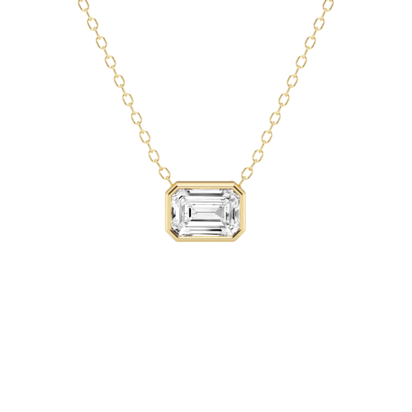 Modern Bezel Emerald Lab Diamond Pendant (1 ct. tw.)-14K Yellow Gold