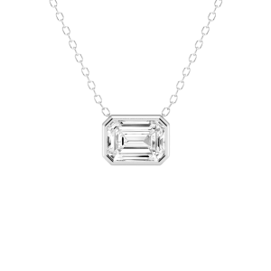 Modern Bezel Emerald Lab Diamond Pendant (1 1/2 ct. tw.)-14K White Gold