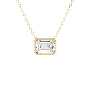 Modern Bezel Emerald Lab Diamond Pendant (1 1/2 ct. tw.)-14K Yellow Gold