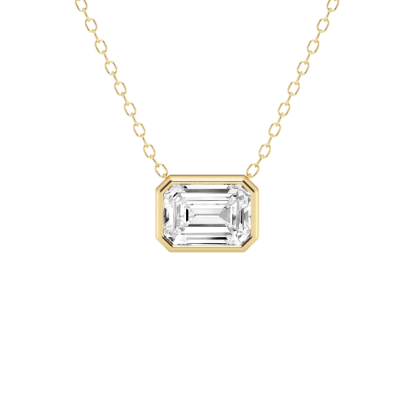 Modern Bezel Emerald Lab Diamond Pendant (1 1/2 ct. tw.)-14K Yellow Gold