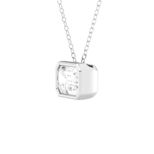 Modern Bezel Emerald Lab Diamond Pendant (2 ct. tw.)-14K White Gold